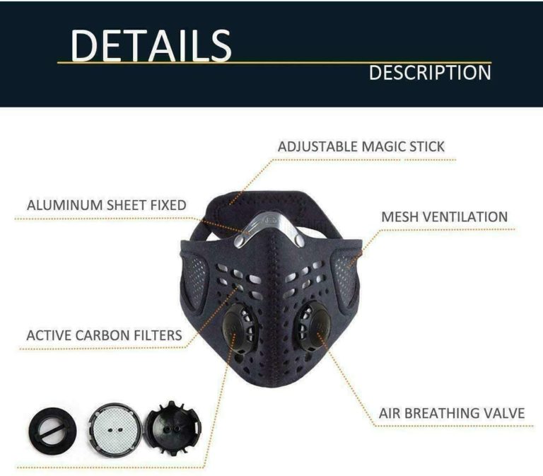 Carbon Filter Face Mask Anti Pollution Dust Mask Smoke Air Purifying